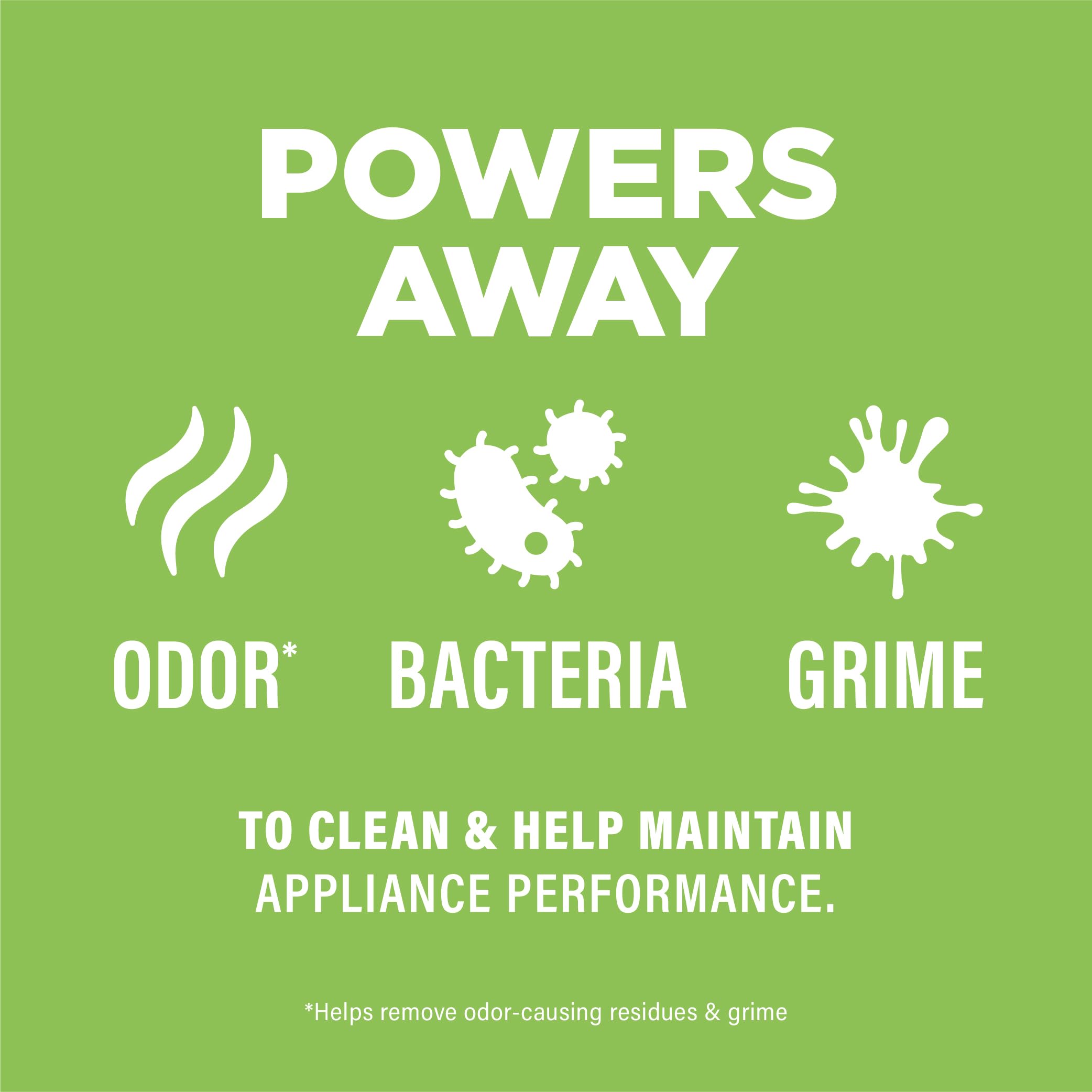 Affresh cleaner targets grime in grind chamber for a fresher disposal.