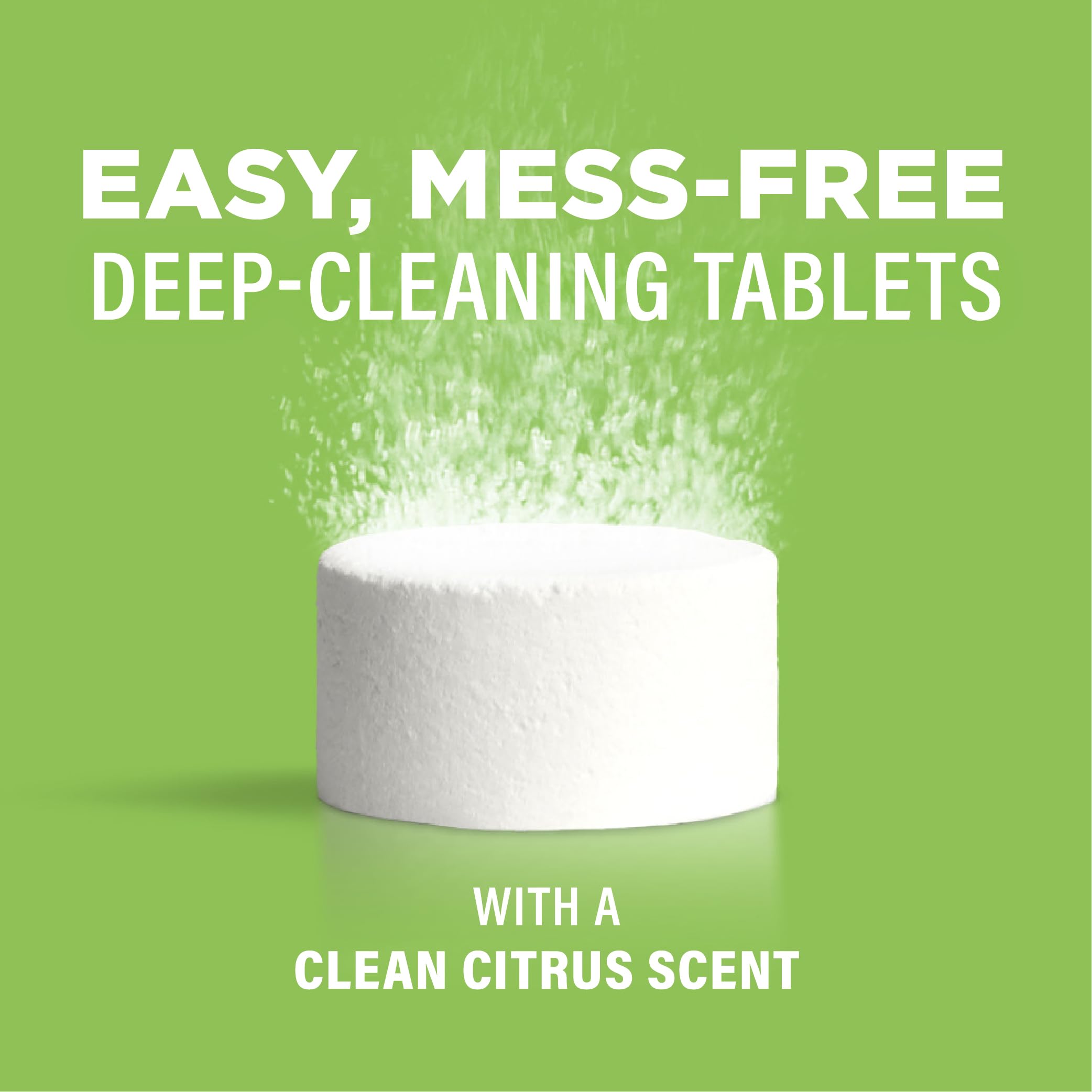 Affresh tablet dissolving to release cleaning power in disposal.