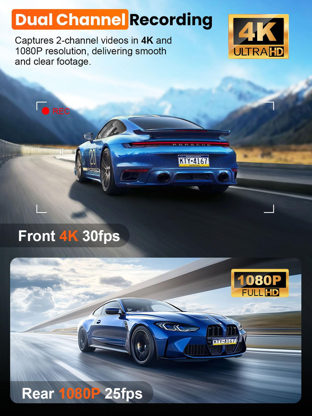 Affver rear dash cam in 1080p offering complementary rear protection