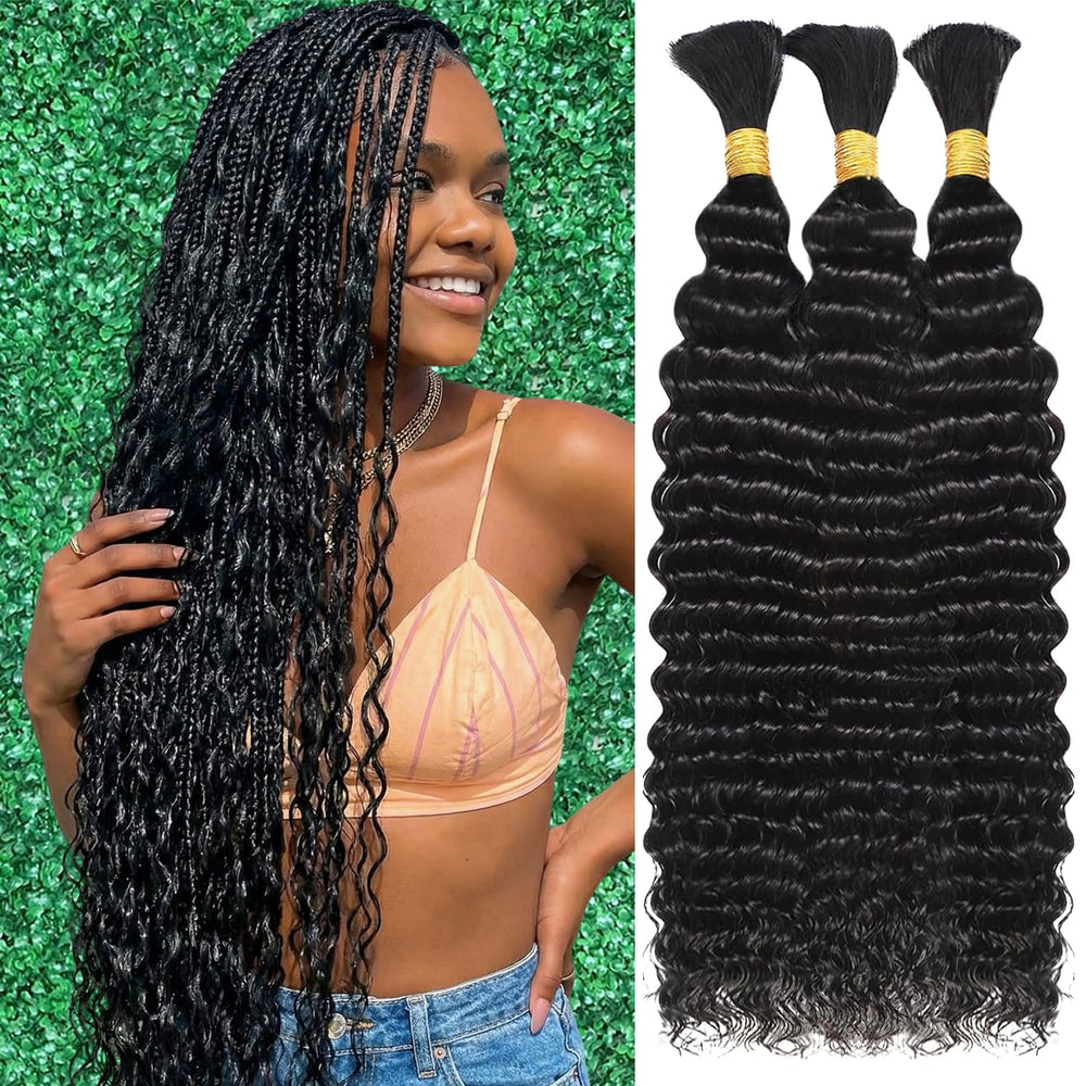 Afihond deep water wave braiding hair in 18-inch length for knotless boho looks