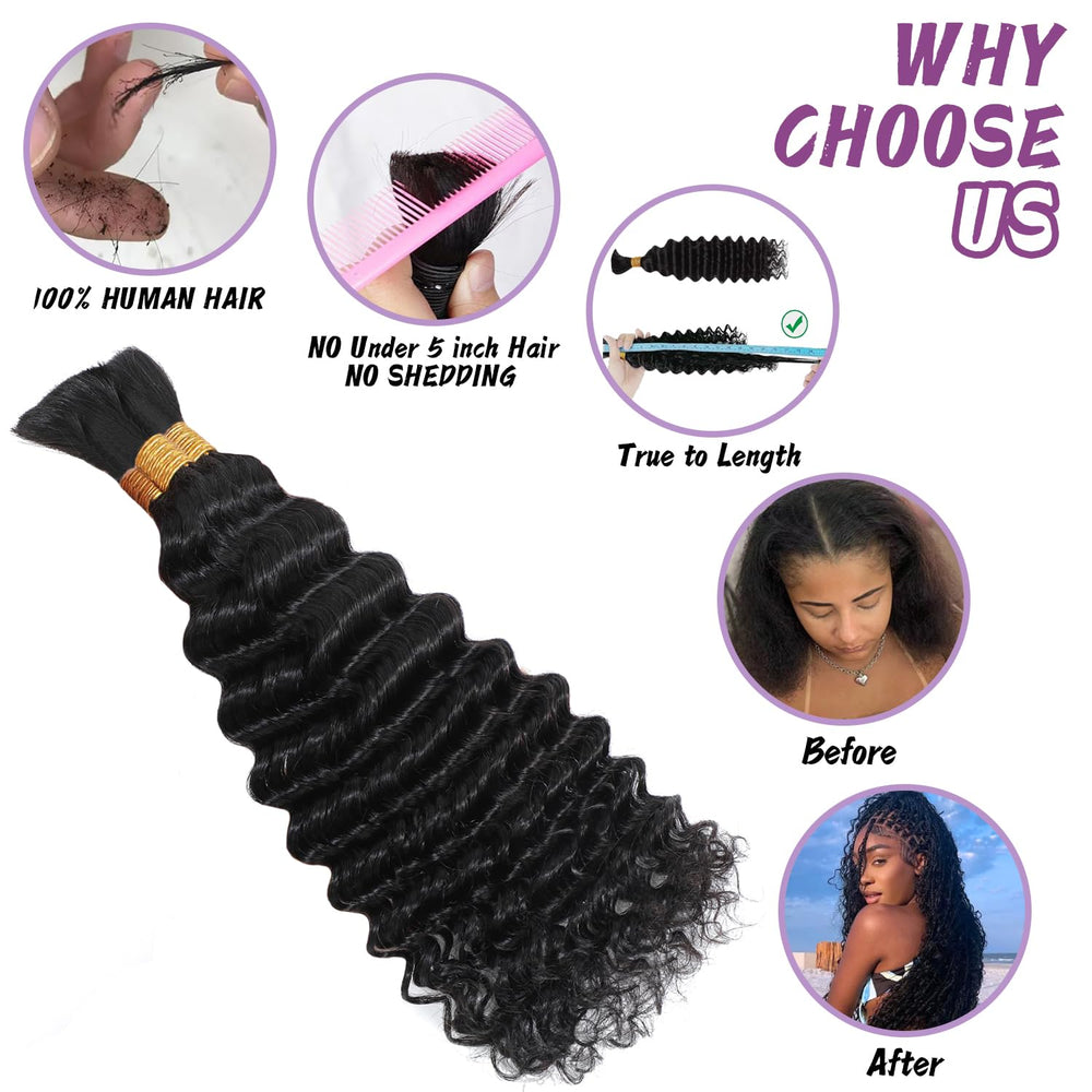Afihond no-weft bulk curly hair designed for seamless braiding and length
