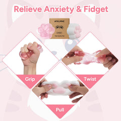 AFKLMNE Taba Paw pink squeeze-action demonstrates quick anxiety relief with gentle pressure