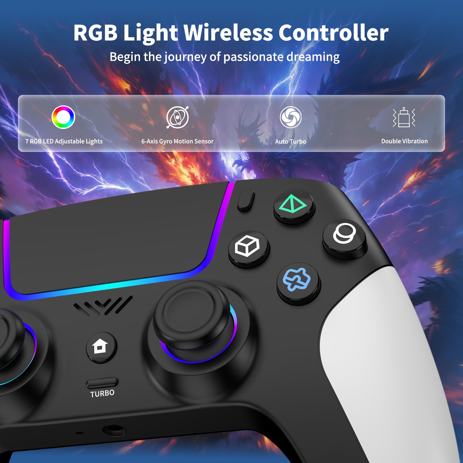 AFMVV wireless PS5 controller back view showing ergonomic grip and comfort