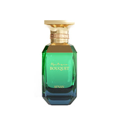 Afnan Mystique Bouquet bottle close-up highlighting a fresh opening scent for daily wear.