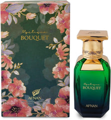 Afnan Mystique Bouquet packaging display emphasizing gifting appeal and luxury presentation.