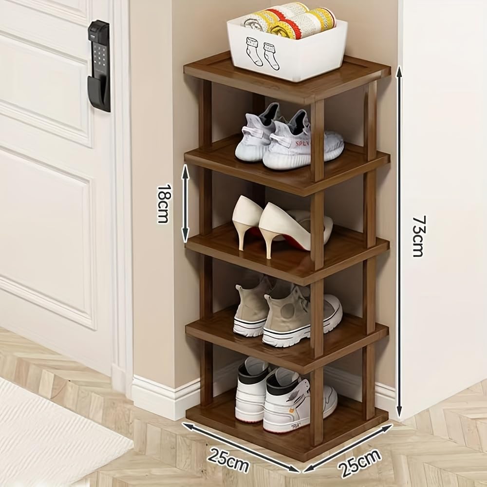 Afoord slim entryway shoe shelf with wood-look finish fits beside the door.