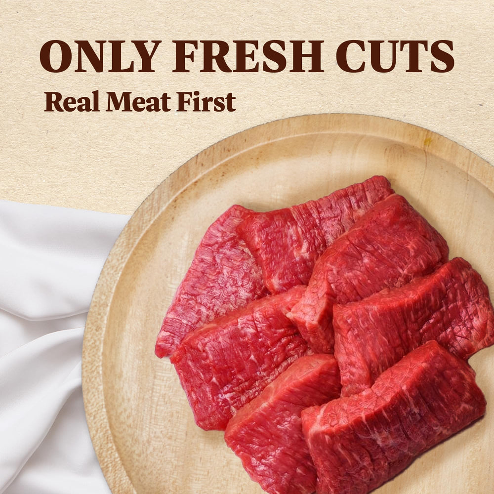 Closeup of buffalo jerky slices from A Freschi shows tender texture.