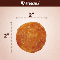 A Freschi chicken jerky training treats close-up for daily rewards.