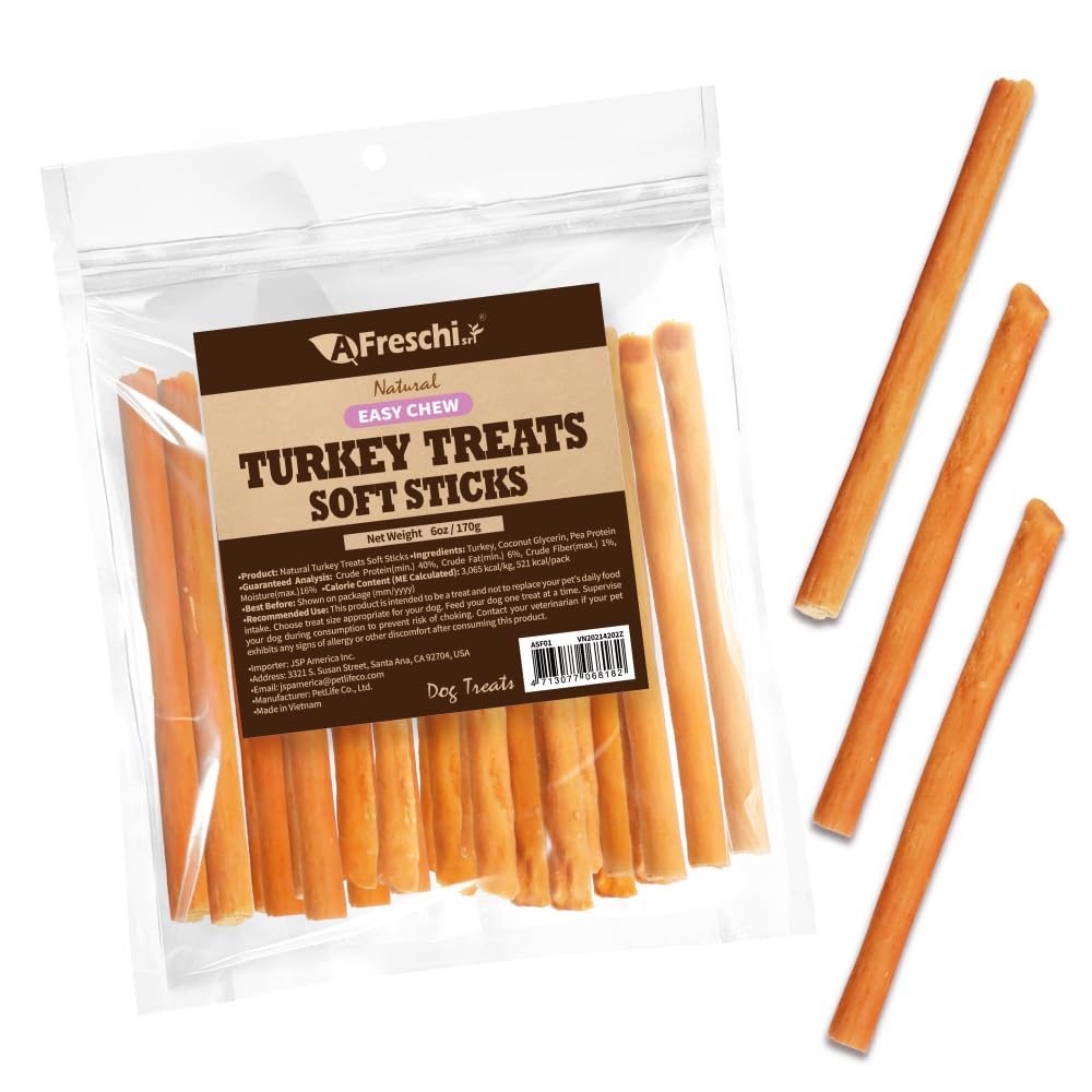 A Freschi Soft Turkey Dog Treats stick, ideal training rewards.