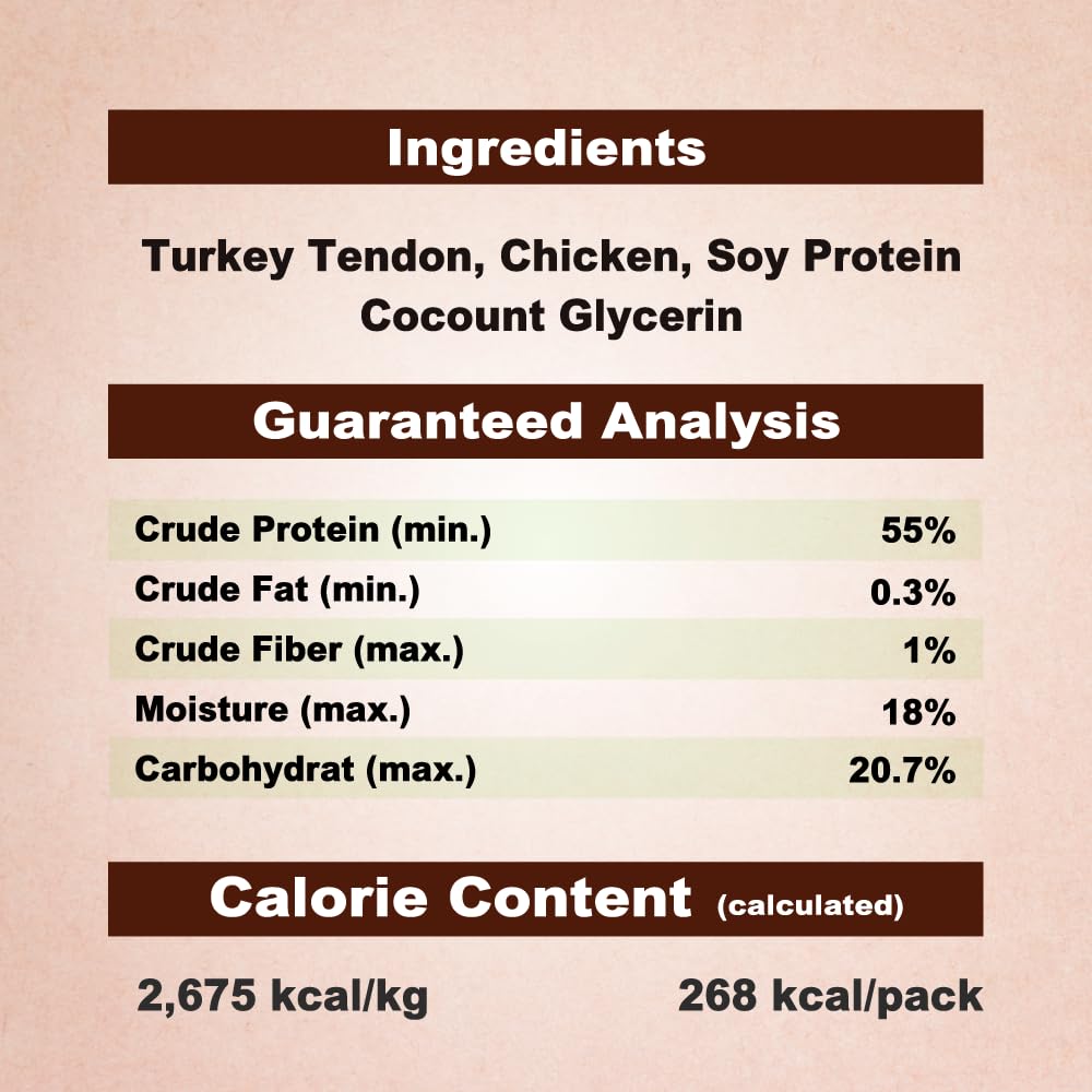A Freschi turkey tendons gluten-free closeup emphasizes grain-free, simple ingredients for sensitive stomachs.