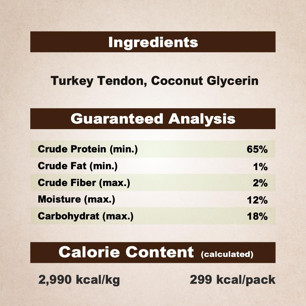 3.53 oz pack of afreschi turkey tendons for small breeds