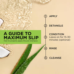 Coconut water detail from African Pride Moisture Miracle signaling slip for curls.