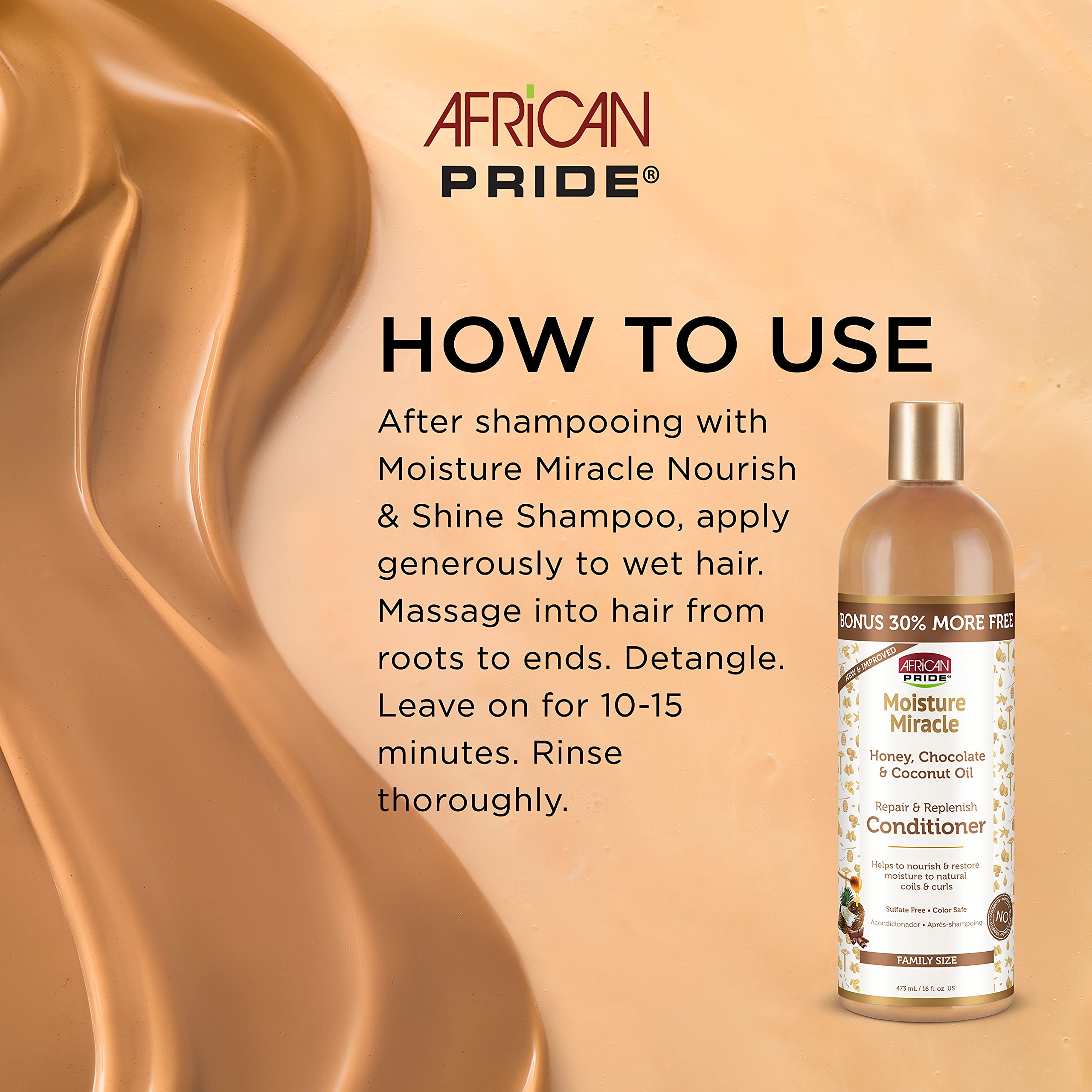 African Pride Moisture Miracle shine shot — boosts natural shine on curls.