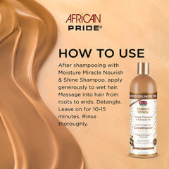 African Pride Moisture Miracle shine shot — boosts natural shine on curls.
