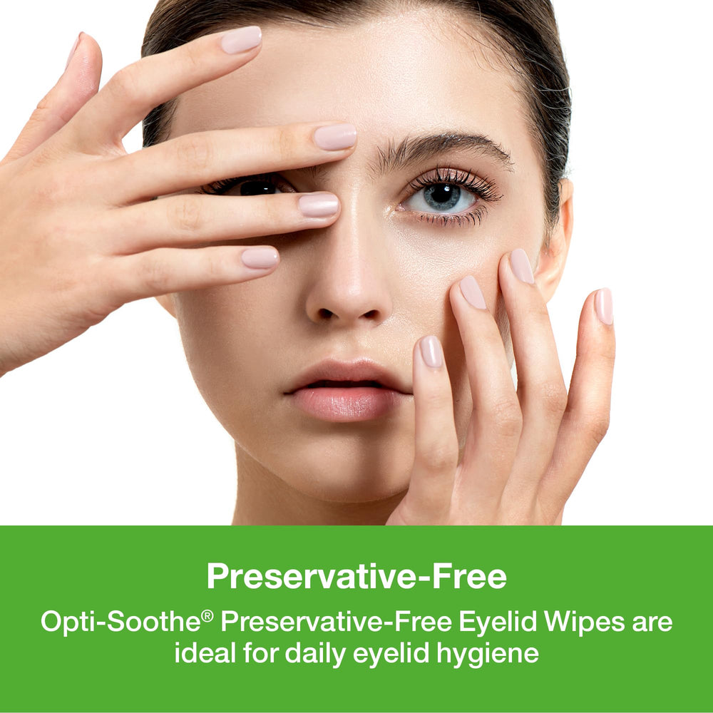 Opti-Soothe ingredients tea tree oil and hyaluronic acid showcased for gentle cleansing.