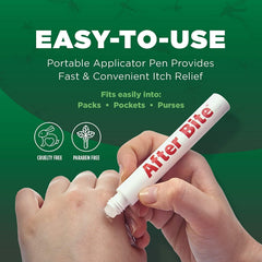 After Bite compact pen stored in glove compartment for travel relief