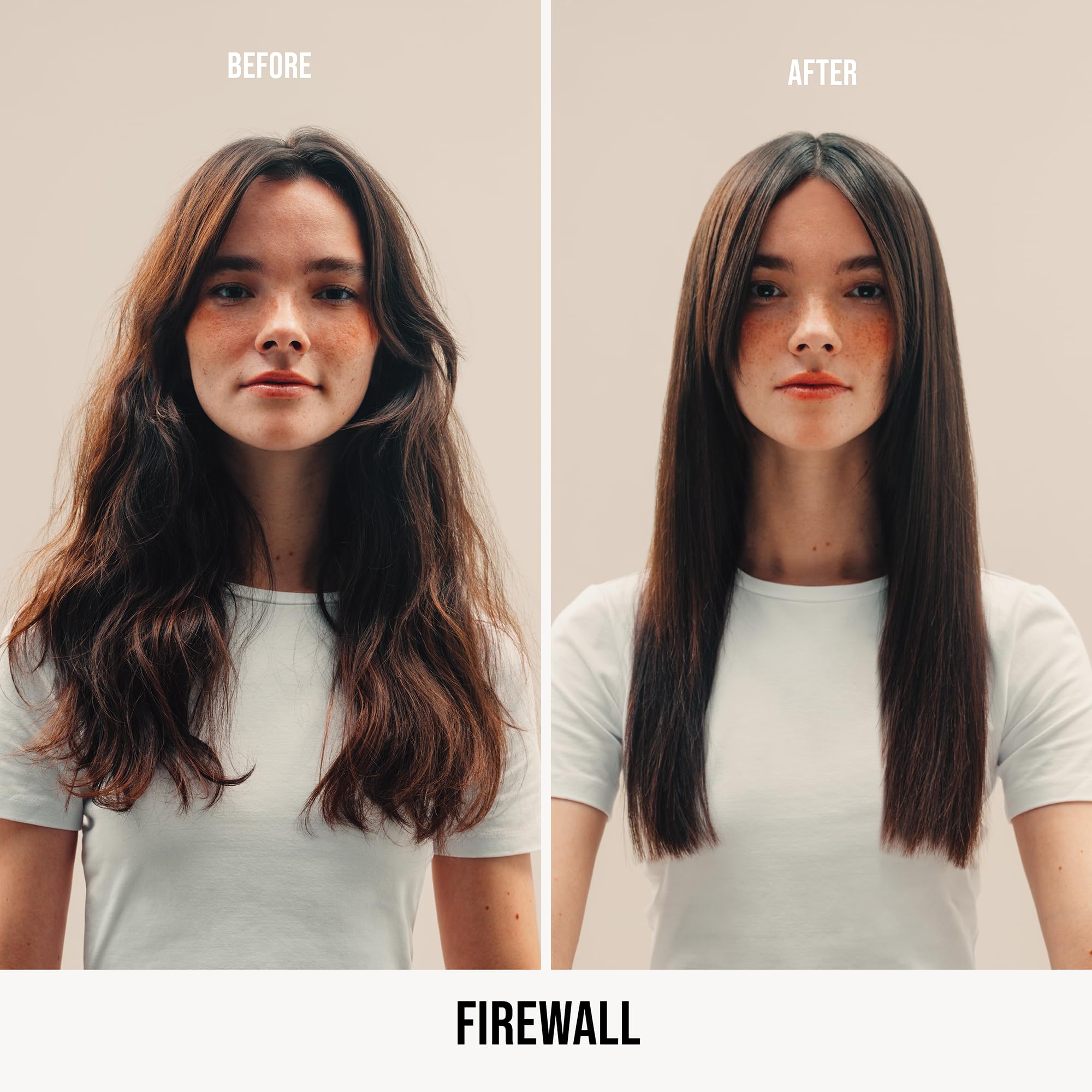 AG Care Firewall flat-iron heat protectant spray guards hair during styling.