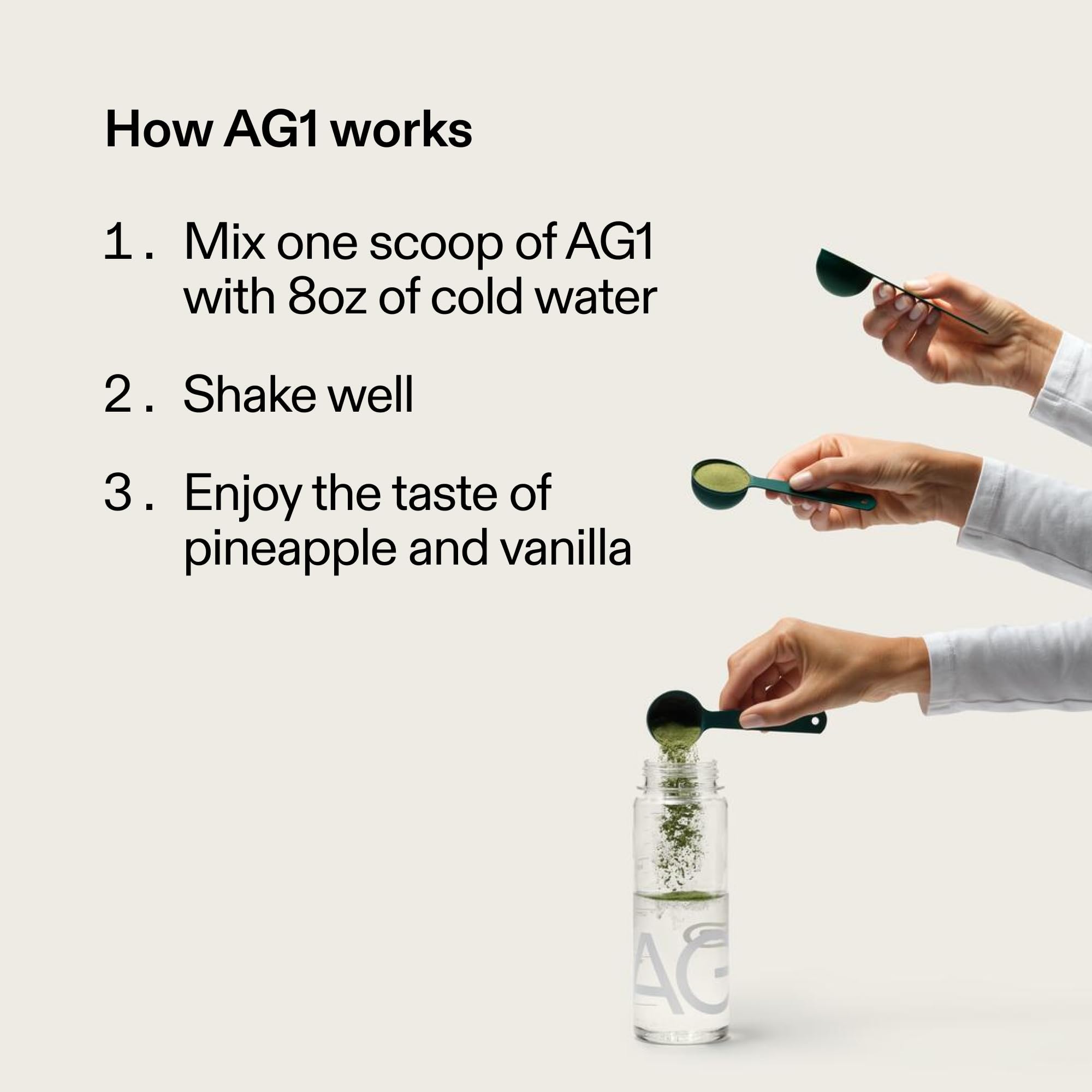 AG1 kitchen scene emphasizes keto-friendly greens supplementation.