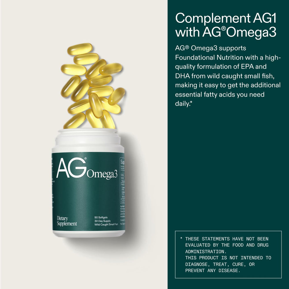 AG1 Omega3 molecularly distilled oil ensures purity and quality.