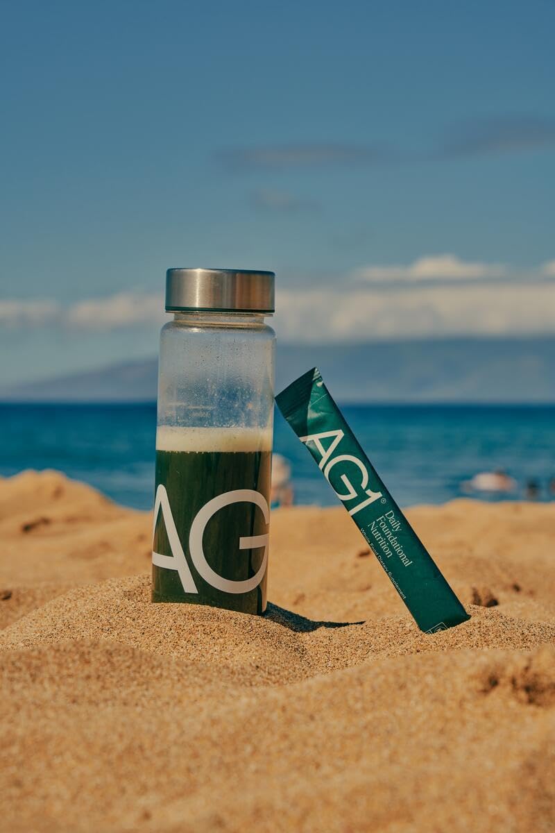 AG1 on-the-go routine image suggests easy daily nutrition integration