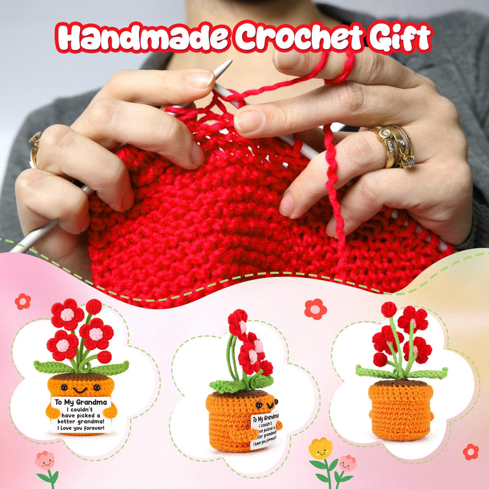 Agantree art crochet flower on desk display adds cozy charm to a workspace.