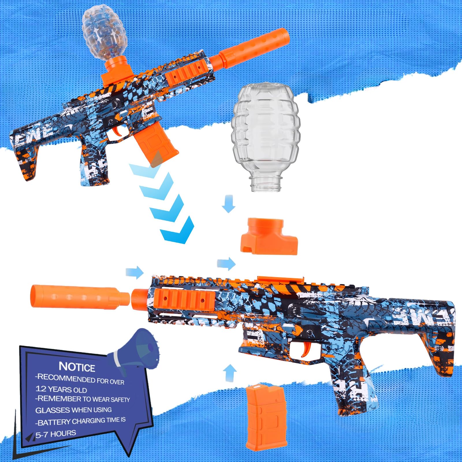 Agard extended heads improve accuracy during fast-paced gel ball battles.