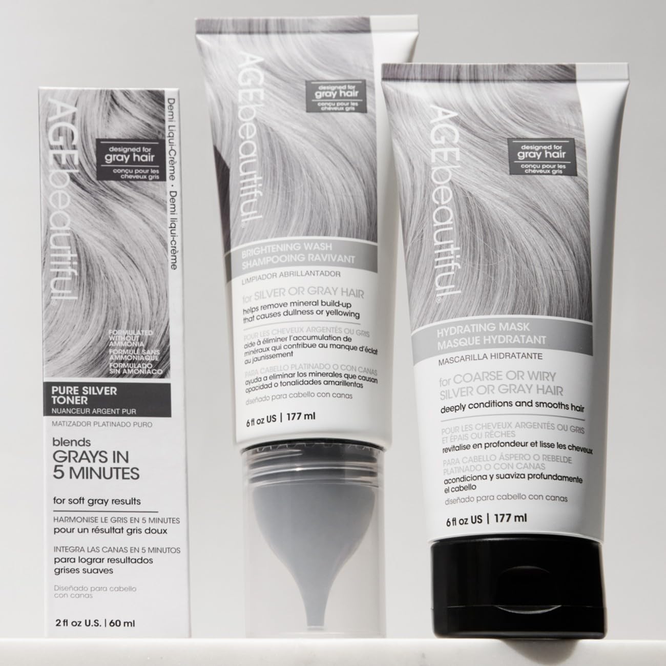AGE beautiful Color-safe hair care packaging communicates gentle color protection