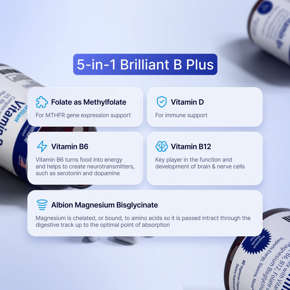 AgeImmune B Complex methylfolate formulation for optimized absorption.