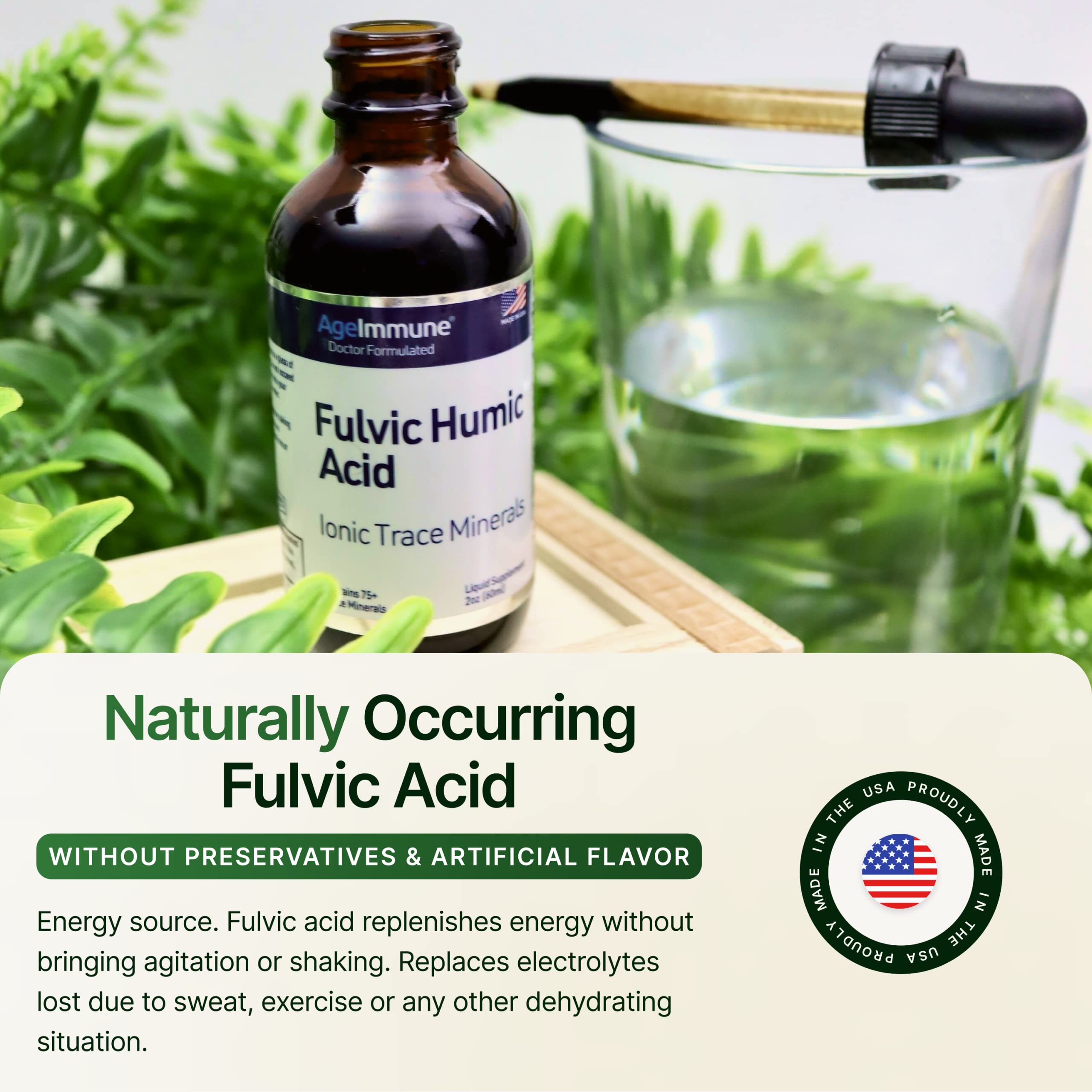 AgeImmune Fulvic Humic Hydration supports daily water balance.