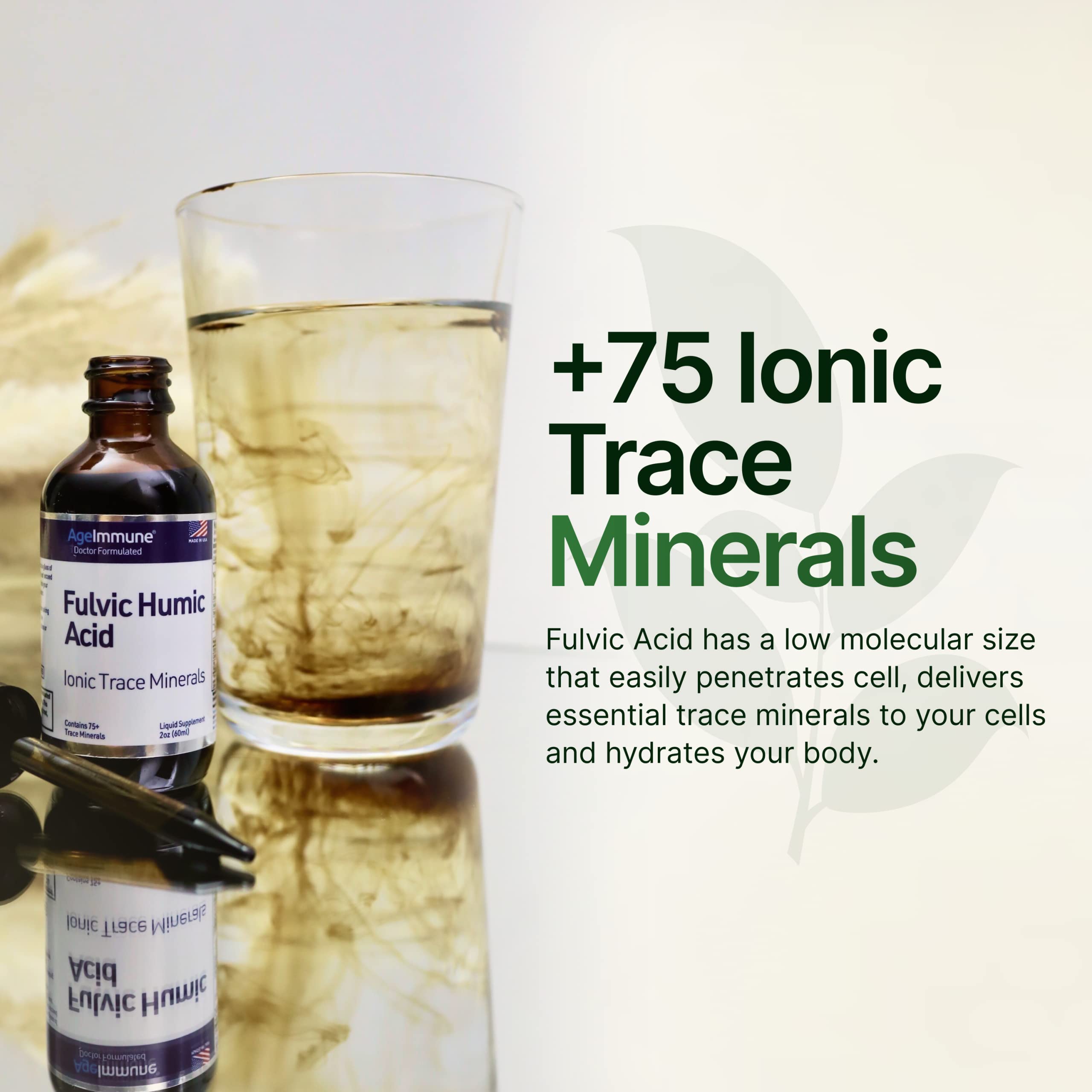 AgeImmune Fulvic Humic Mineral Blend bottle close-up label.