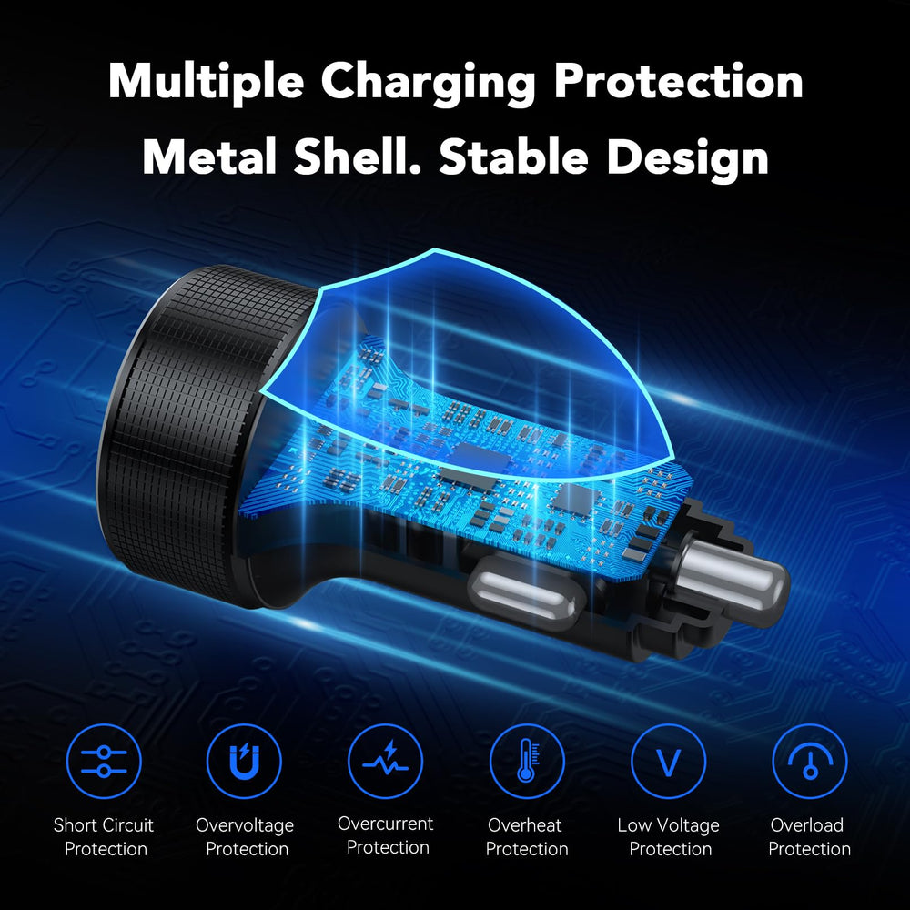 AGEK USB-C car charger quick-charge ports for fast power.