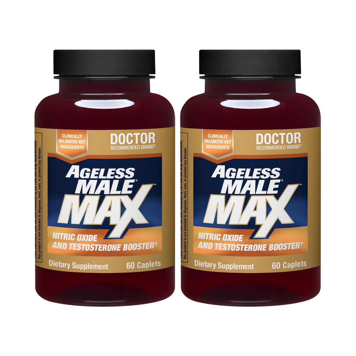 Ageless Male Max bottle front, signaling potential testosterone support