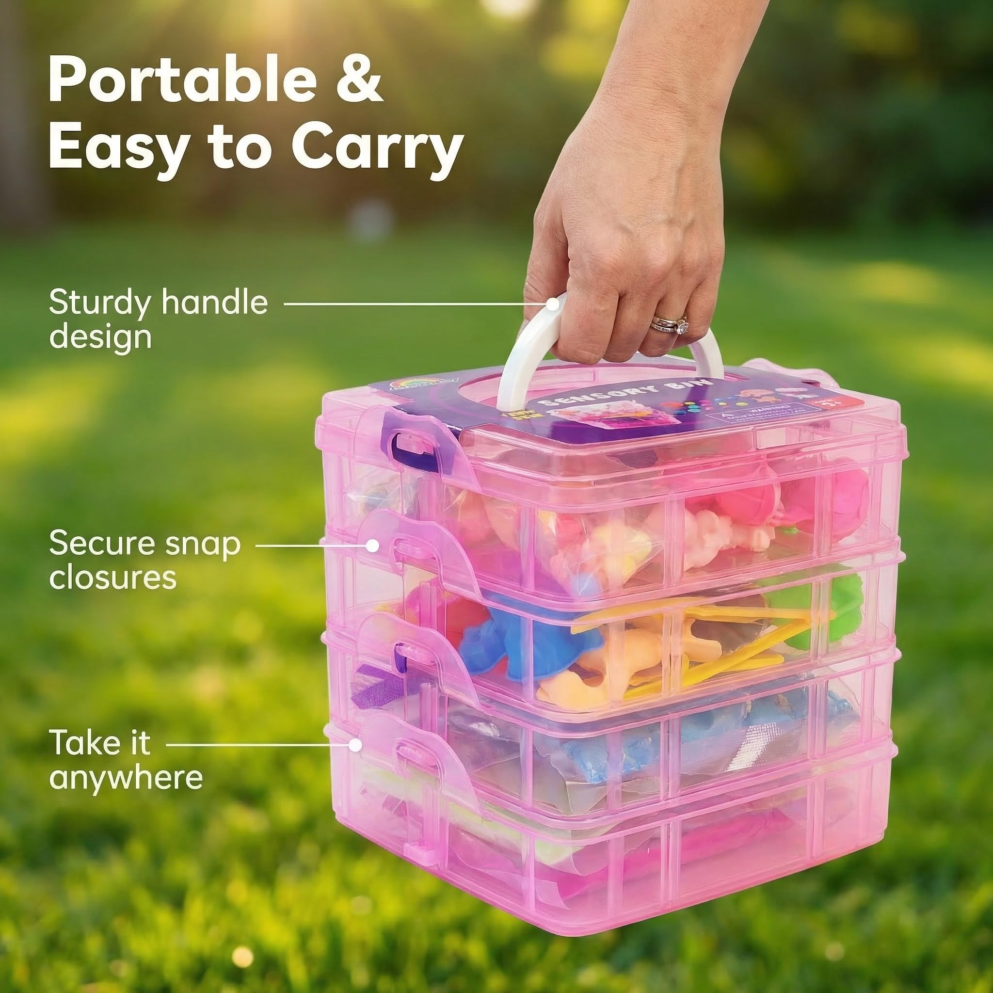 Four-tier bin doubles as neat storage and play space