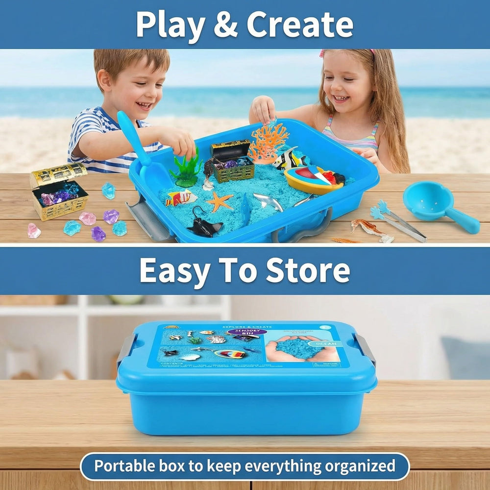 AGENTLAN Ocean Sensory Bin boat supports collaborative play and hand-eye coordination.