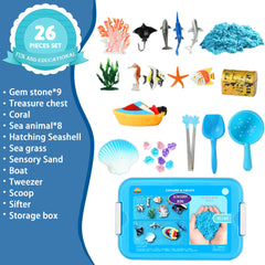 AGENTLAN Ocean Sensory Bin treasure chest encourages storytelling and pretend treasure hunts.