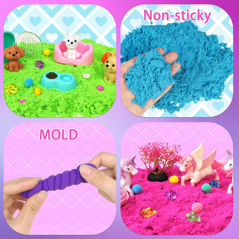 Vivid pink sensory sand enhances tactile exploration for toddlers
