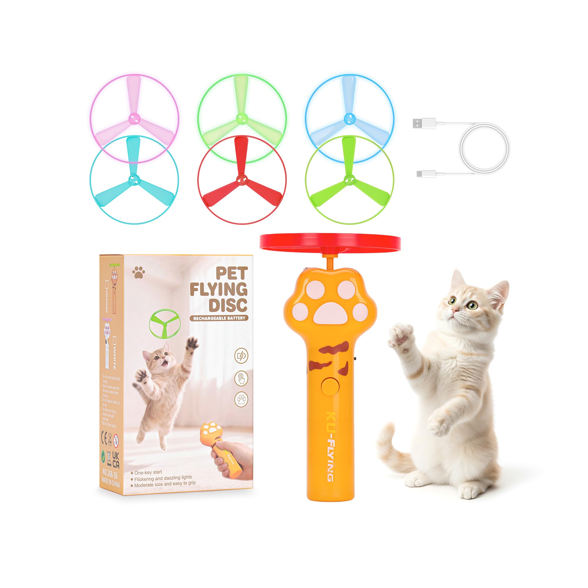 AGIFTMIND cat fetch toy launcher with rechargeable power for endless indoor and outdoor play.