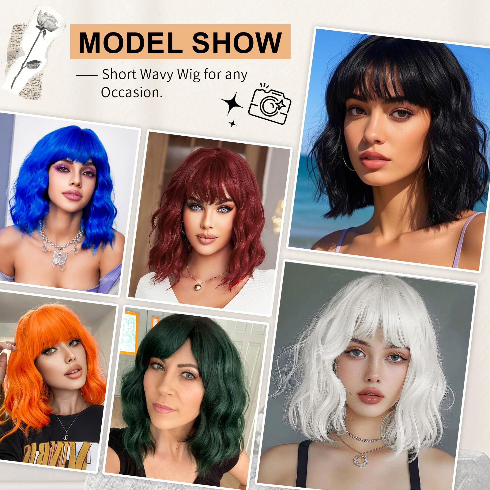 AGO Colorful cosplay wig suitable for parties, events, or daily fun