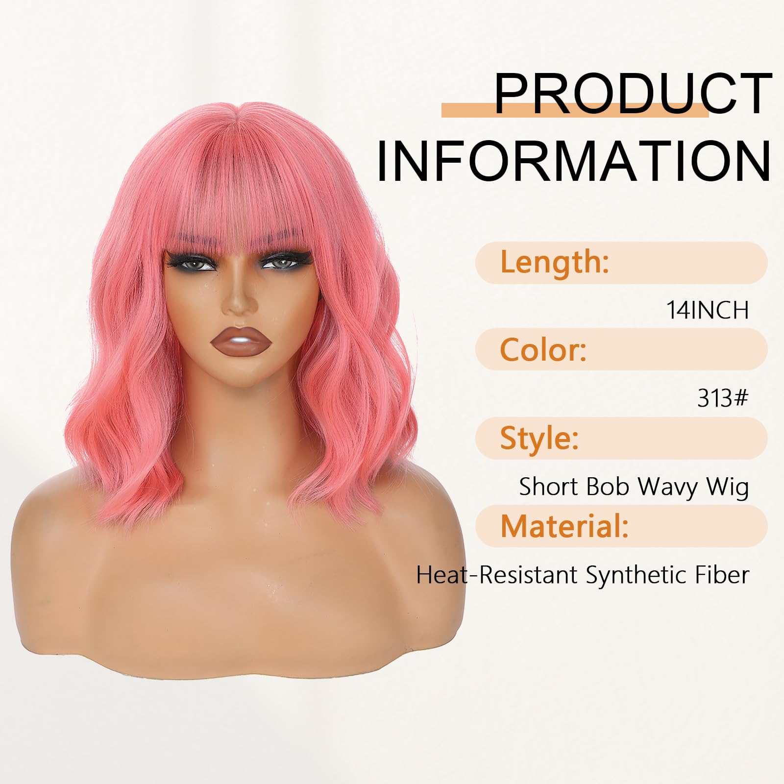 AGO Pink Wig pastel shoulder-length style ideal for daily wear or cosplay