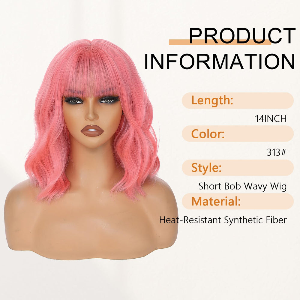 AGO Pink Wig pastel shoulder-length style ideal for daily wear or cosplay