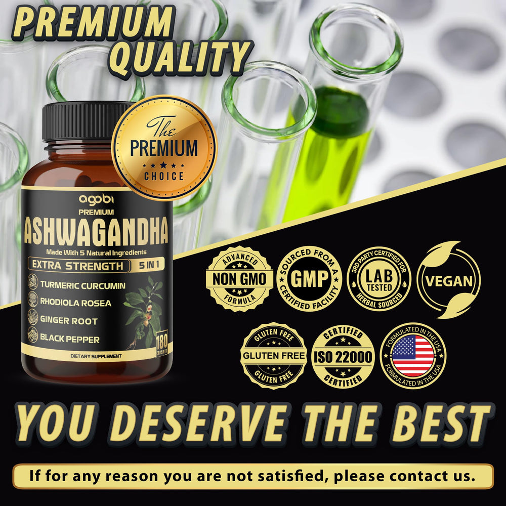Agobi vegan gluten-free Ashwagandha with quality assured label
