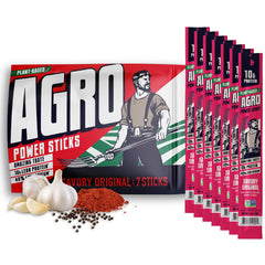 AGRO Power Vegan Jerky Stick with cracked black pepper for a savory, protein-rich snack on the go