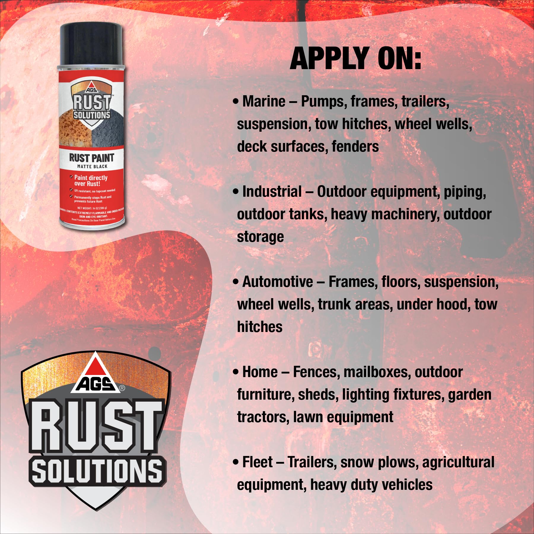 Direct application on bare metal without sanding using AGS Rust Stop Spray