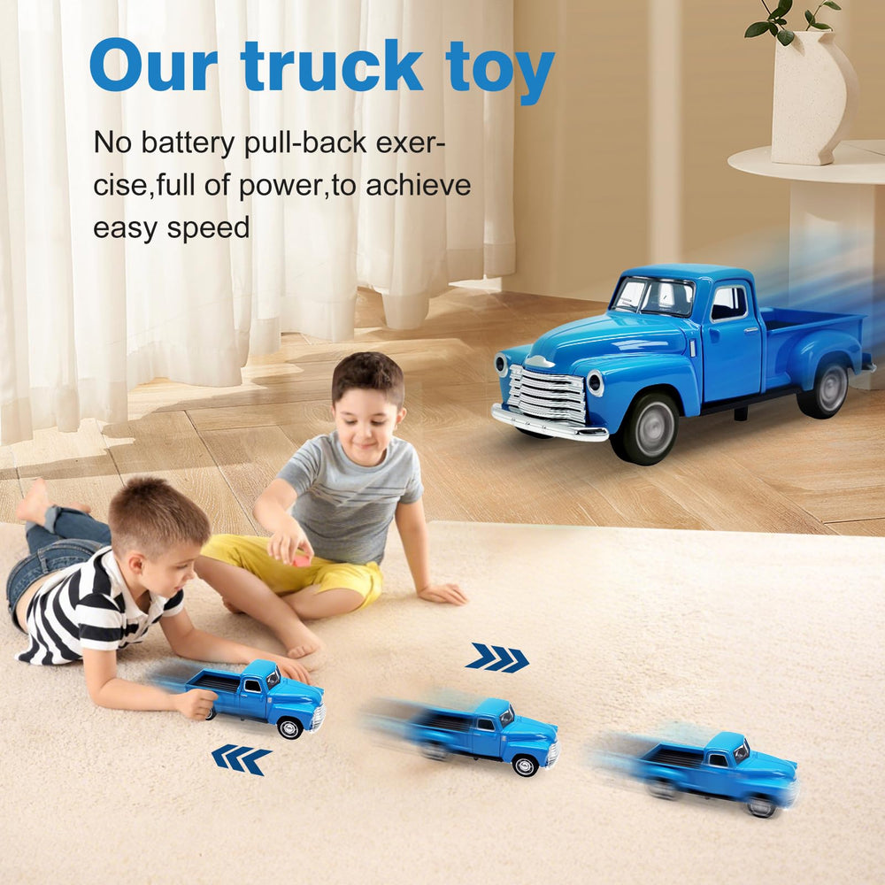 AGSIXZLAN Little Blue Truck side view highlights easy pull-back action.