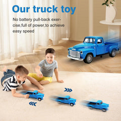 AGSIXZLAN Little Blue Truck side view highlights easy pull-back action.