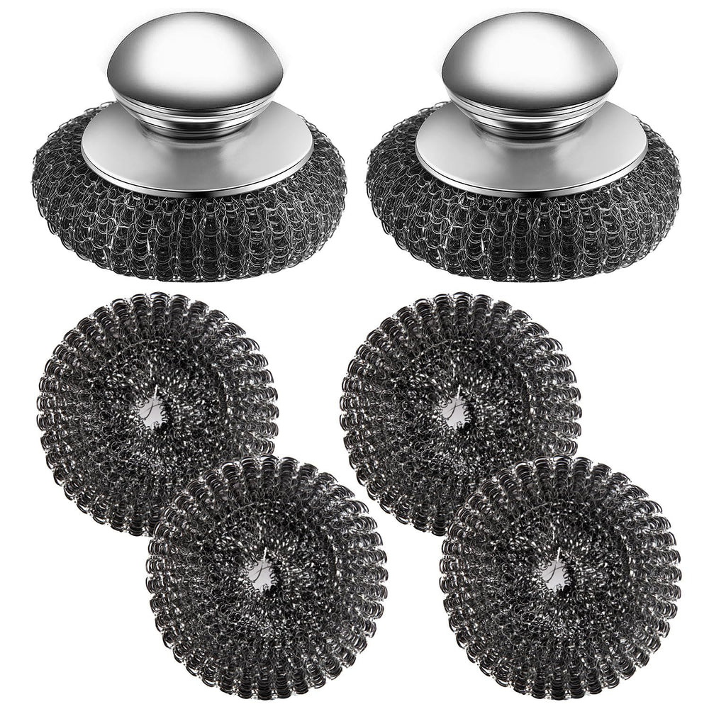 Ahardaim stainless steel scrubber with handle for tough cookware cleaning