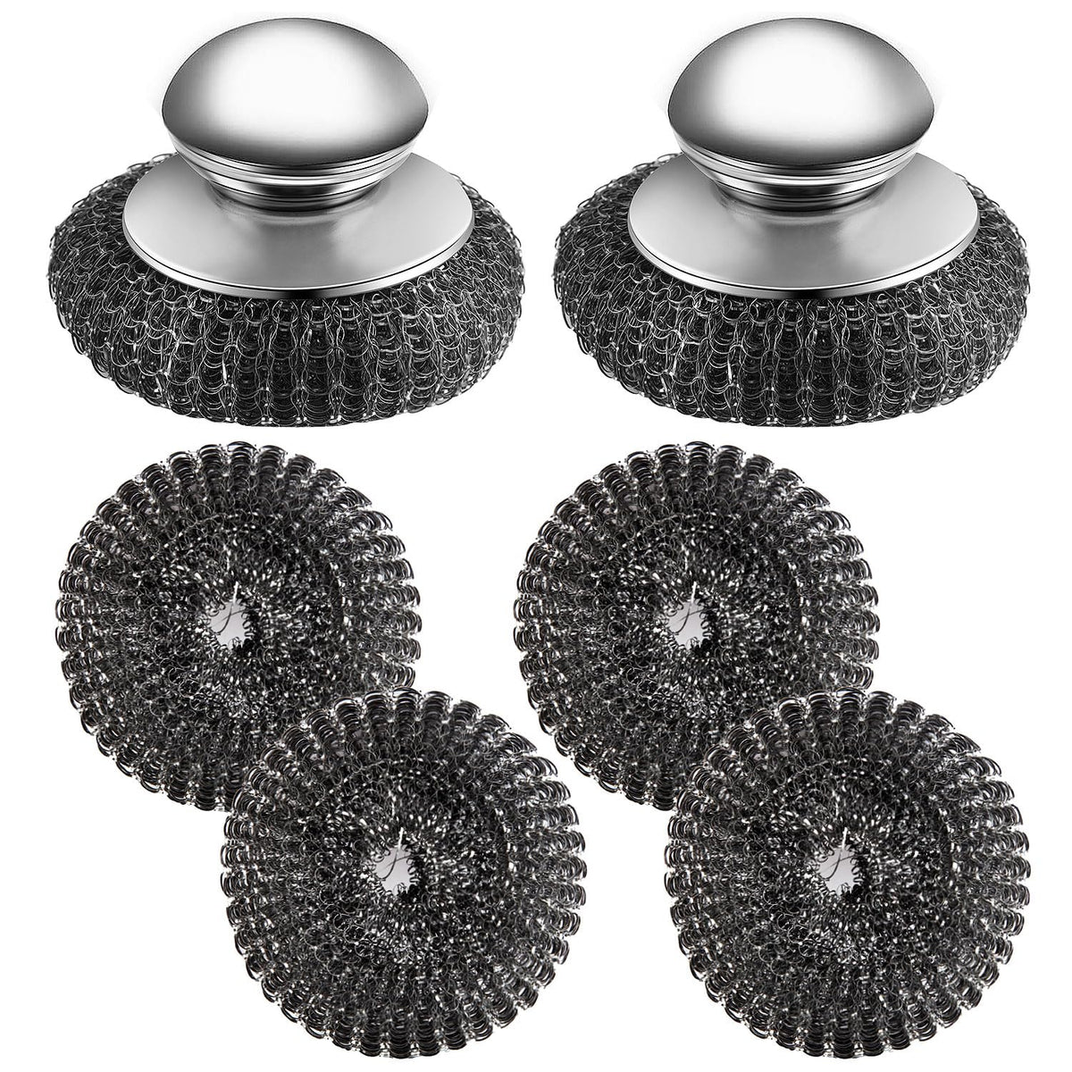 Ahardaim stainless steel scrubber with handle for tough cookware cleaning
