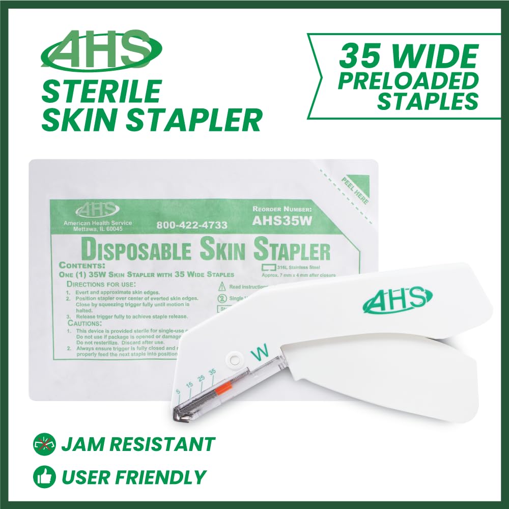 Close-up of the arrow indicator on AHS Skin Stapler showing staple alignment.