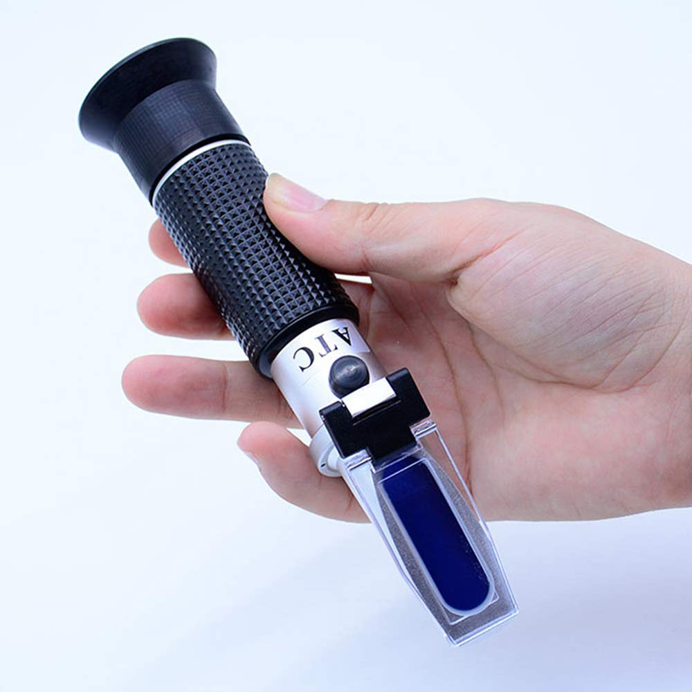 aichose Brix refractometer homebrew kit in use on a workbench