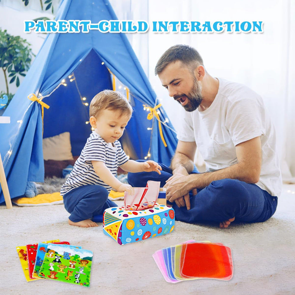 Aiduy silk scarves colorful play area encouraging visual tracking and color recognition.